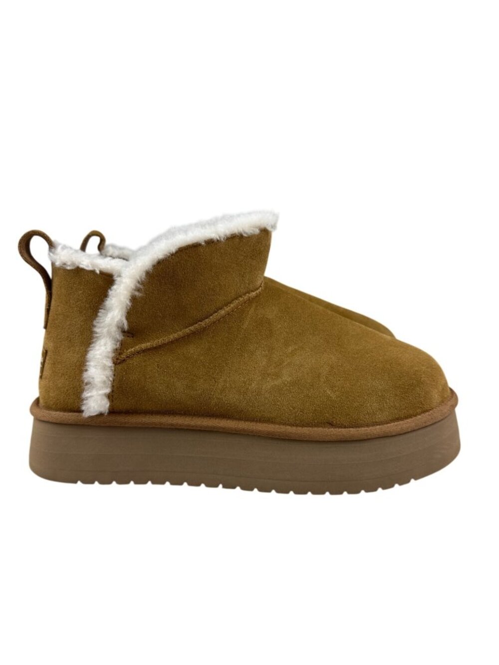 NEW Koolaburra UGG Koola Ultra Mini Platform Boots Brown Cognac Suede Size 10